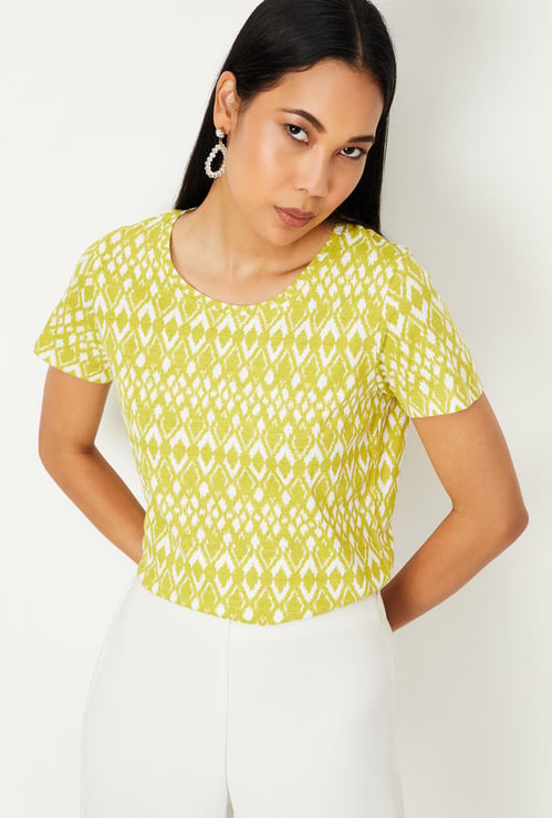 Women Cotton Printed Round Neck T-shirt