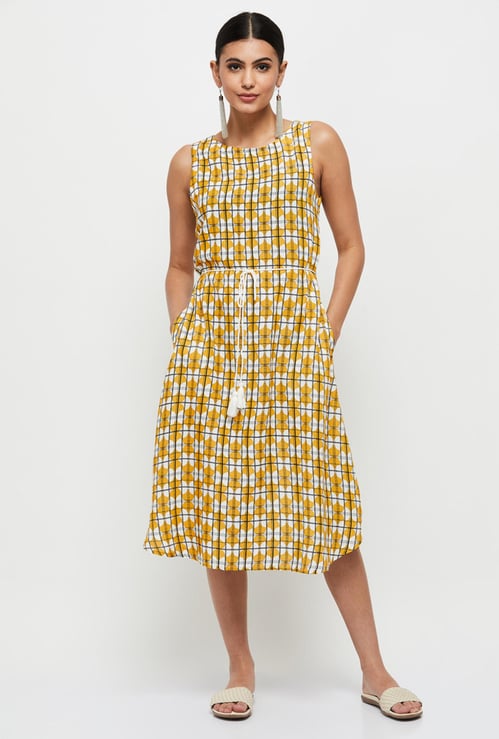 Women Printed Sleeveless A-Line Dress