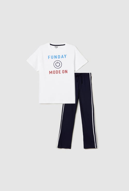 Boys Printed T-shirt with Pyjamas