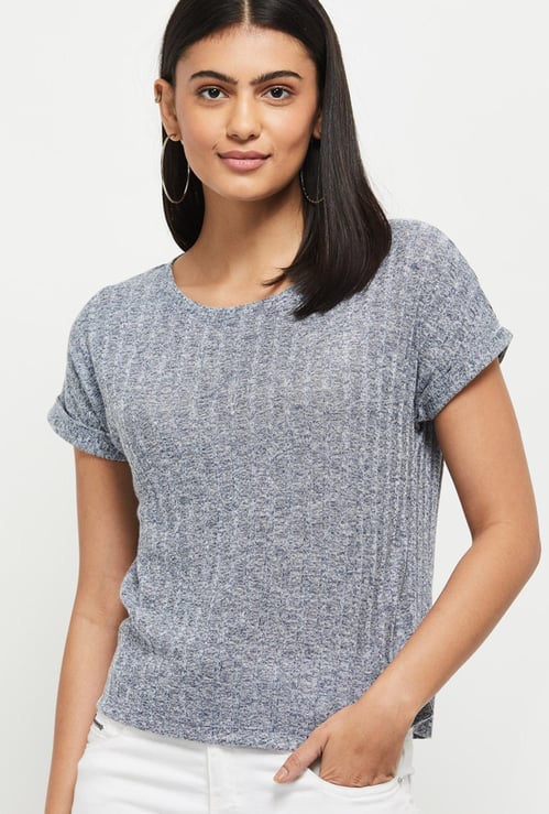 Women Textured Round Neck T-shirt