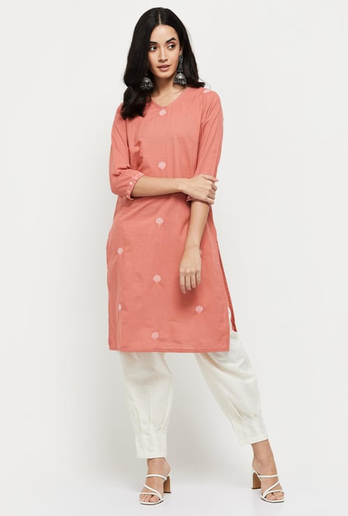 Women Embroidered Straight Kurta