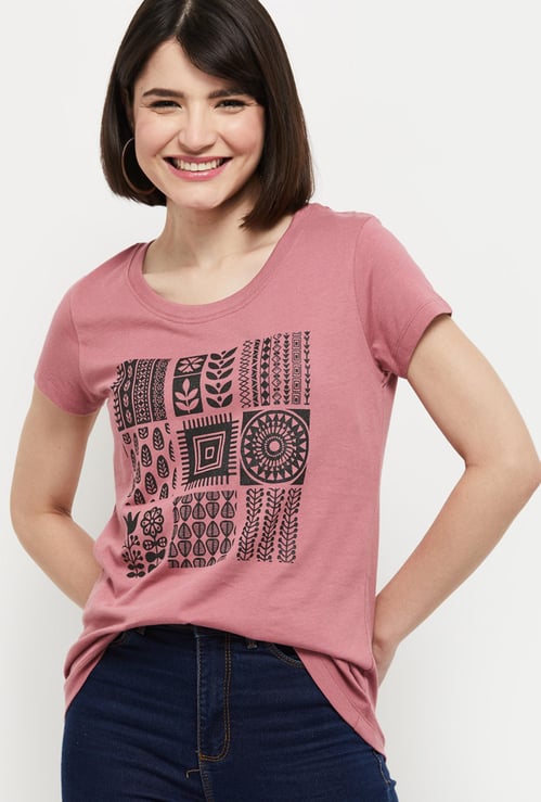 Women Printed Round Neck T-shirt