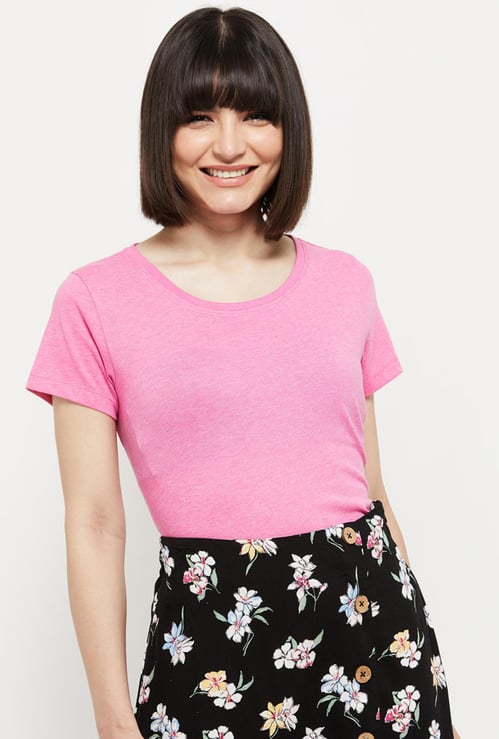 Women Solid Round Neck T-shirt