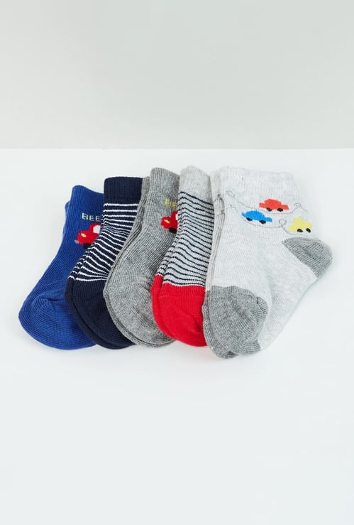 Boys Printed Ankle-Length Socks - Pack of 5