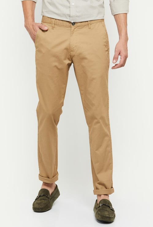 Men Solid Slim Fit Chinos Trousers 