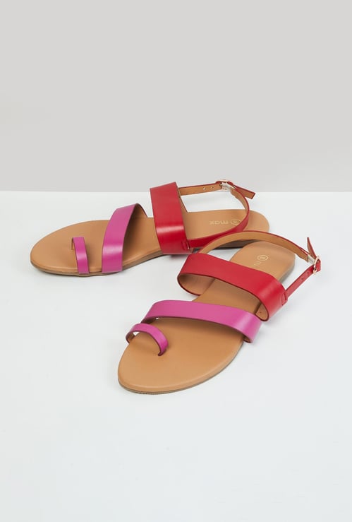 Women Colourblocked Slingback Flat Sandals