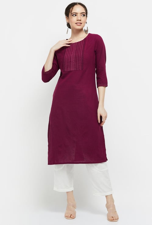 Women Checked Straight Kurta