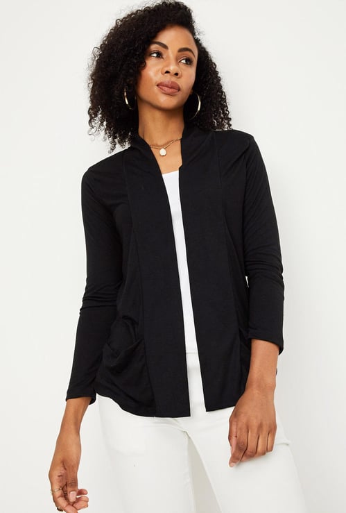 Women Solid Open-Front Shrug 