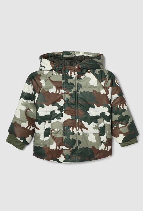 Boys Camouflage Printed Hooded Jacket