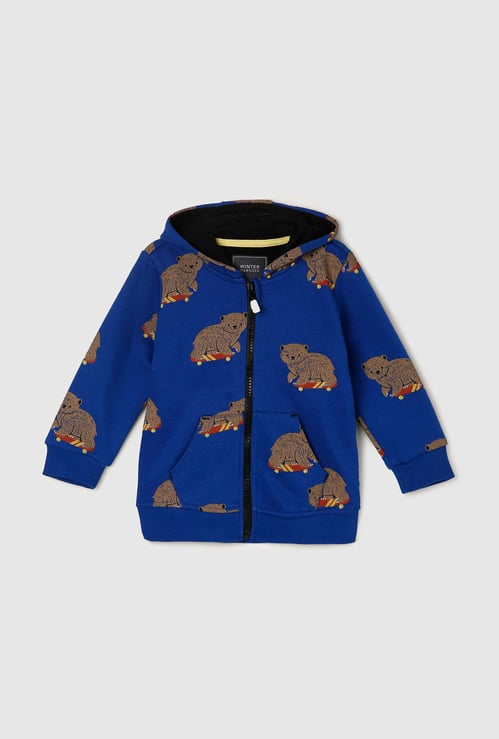 Boys Graphic Printed Full Sleeves Hooded Sweatshirt