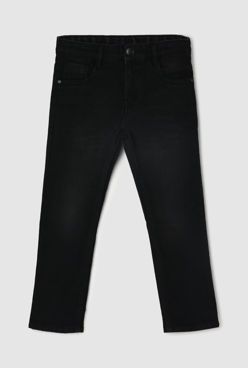 Boys Stonewashed Full-Length Slim Fit Jeans