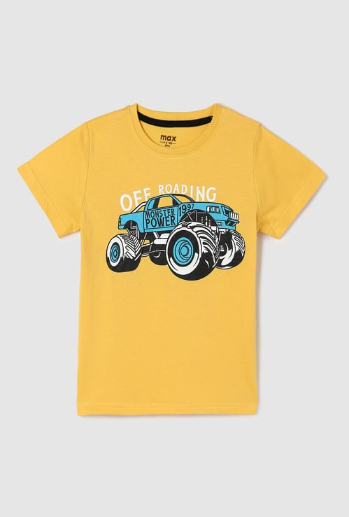 Boys Graphic Printed T-shirt with Crew Neck