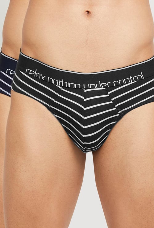 Men Striped Elasticated Waist Brief - Pack of 2