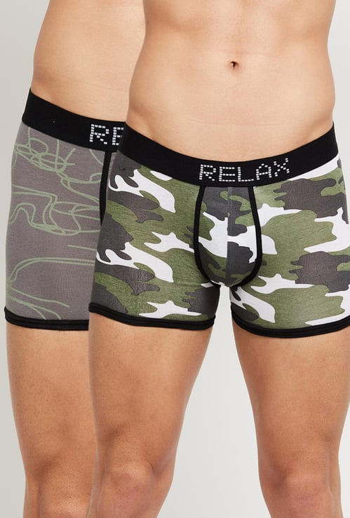 Men Printed Trunks - Set of 2