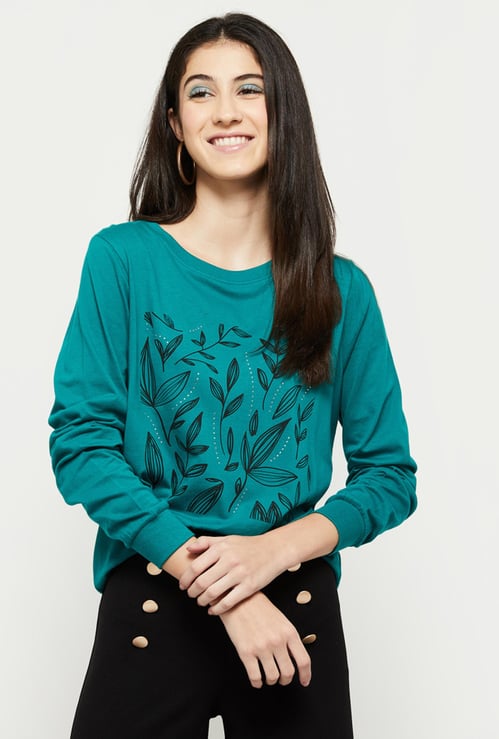 Women Printed Full Sleeves T-shirt