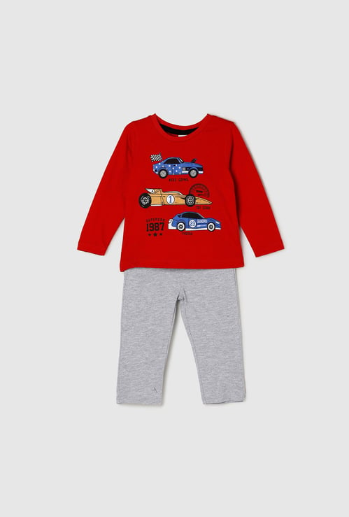 Boys Printed Full Sleeves T-shirt With Pyjama