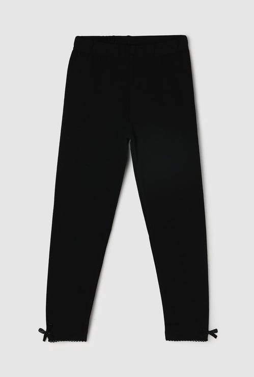 Girls Solid Elasticated Leggings