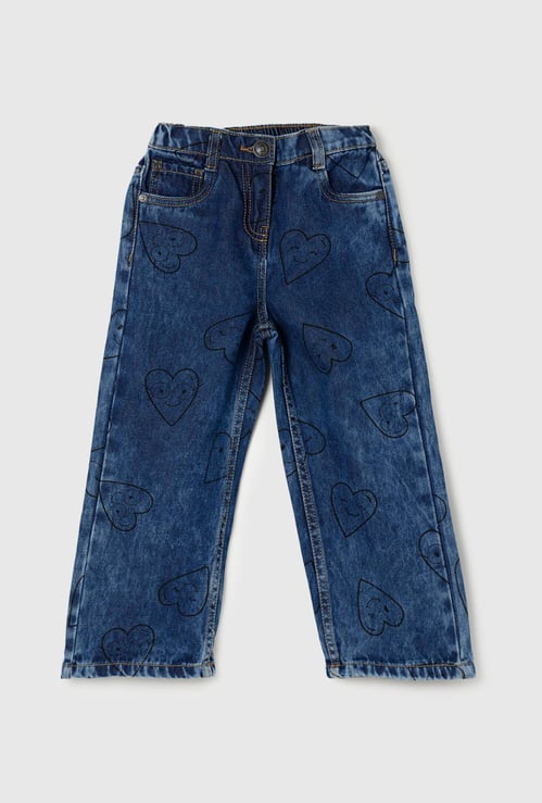 Girls Printed Full-Length Regular Fit Jeans