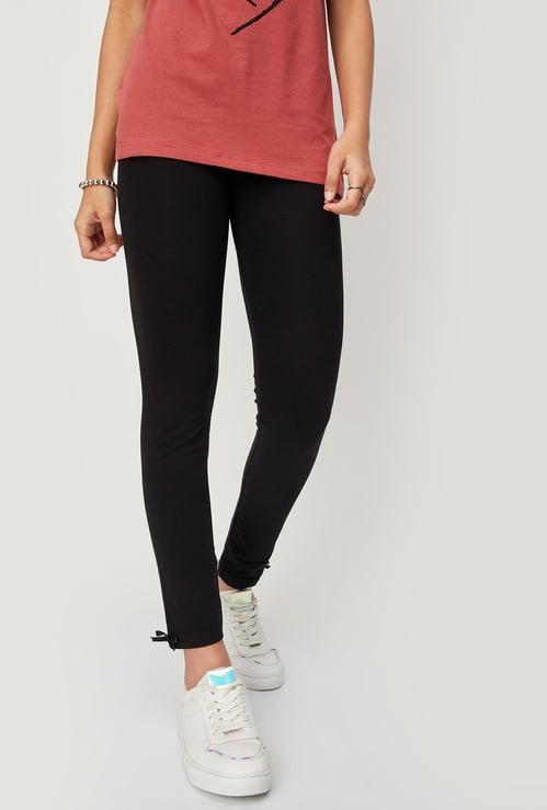 Girls Solid Full-Length Leggings