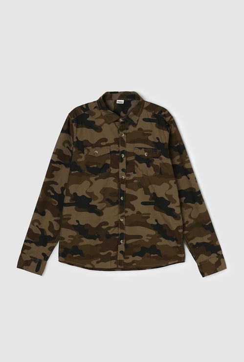 Boys Camouflage Printed Full Sleeves Casual Shirt