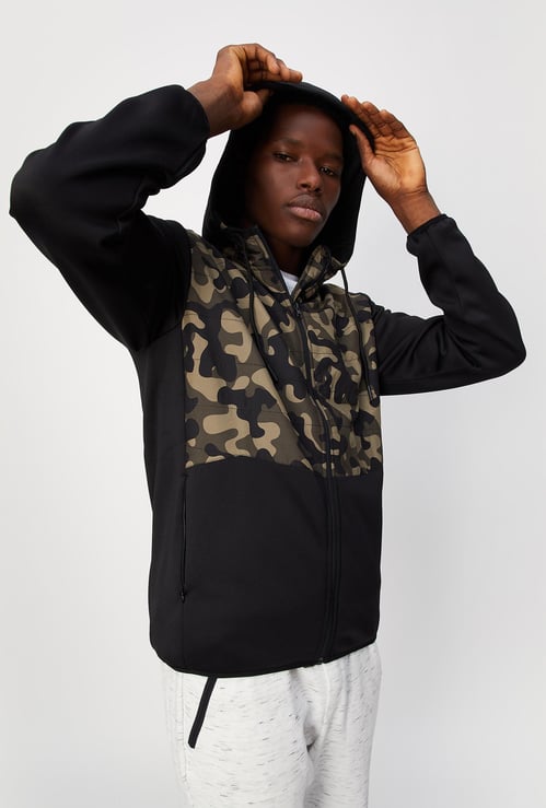 Men Camouflage Printed Hooded Jacket