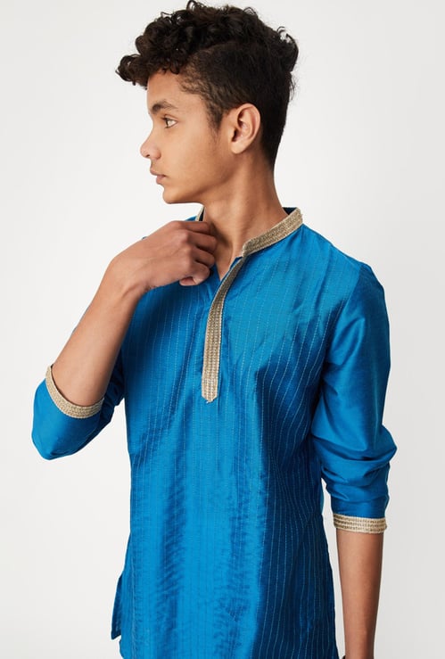 Boys Embellished Band Collar Kurta