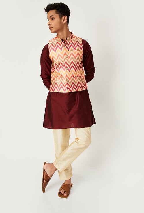 Boys Solid Kurta Set with Nehru Jacket