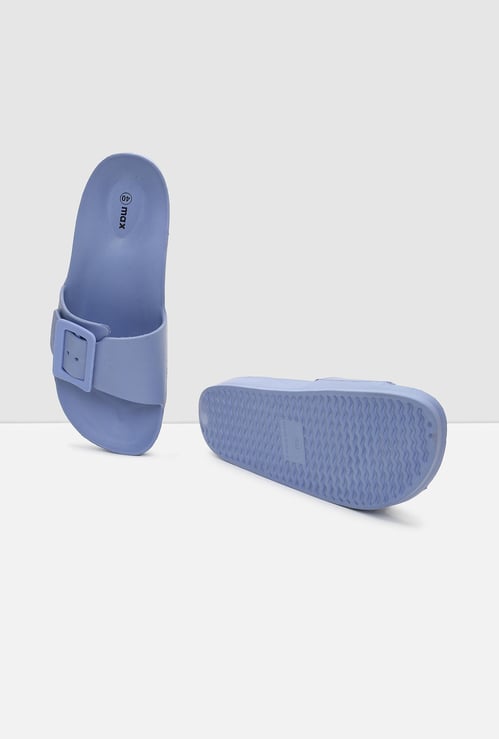 Women Solid Buckle Slide Sandals