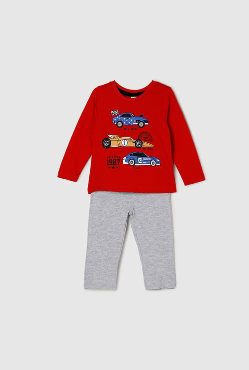 Boys Printed Crew Neck T-shirt with Elasticated Pyjamas 