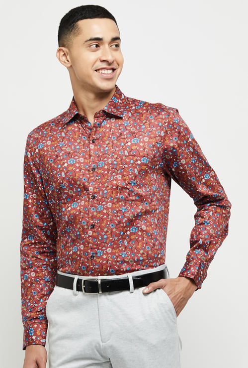Men Floral Print Full Sleeves Slim Fit Formal Shirt