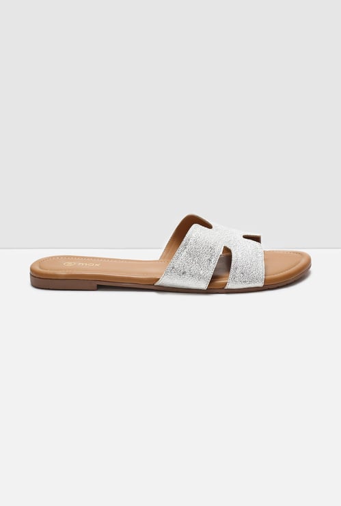 Women Textured Slip-On Flat Sandals