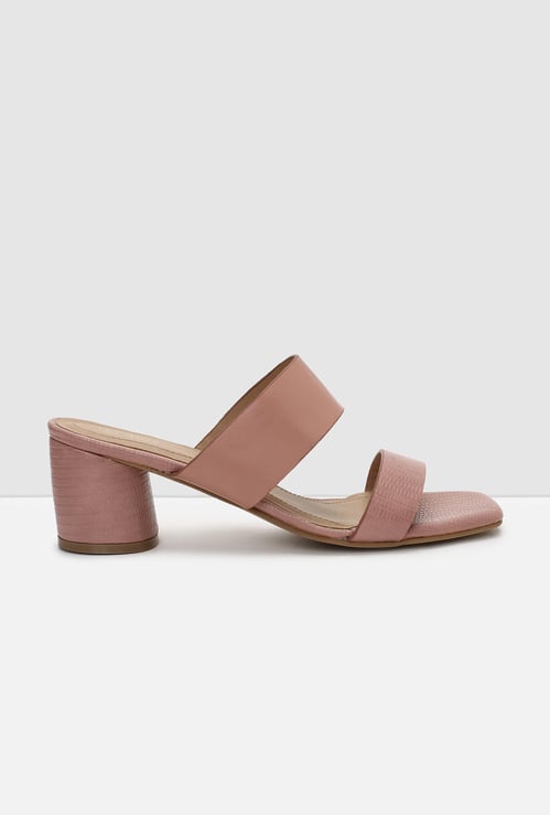 Women Textured Block Heel Sandals