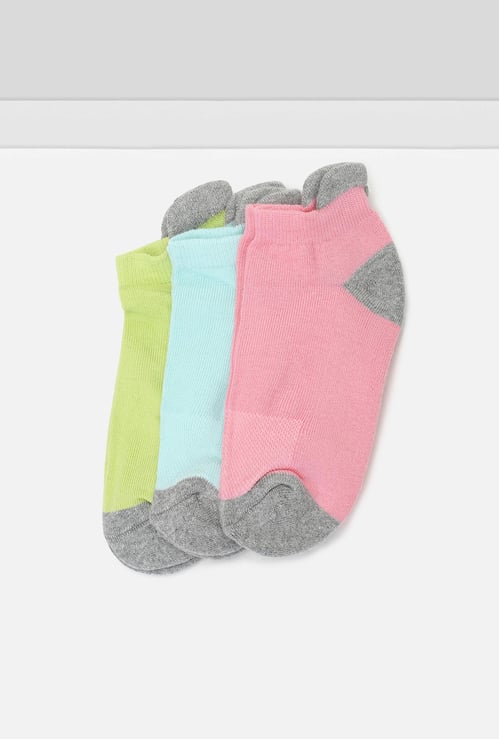 Girls Colourblock Ankle-Length Socks - Pack of 3