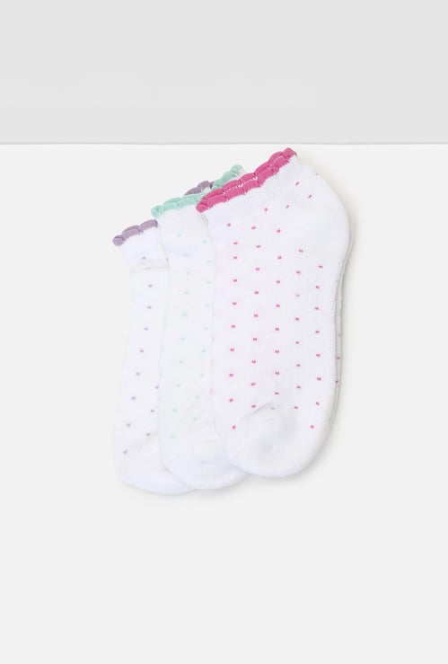 Girls Geometric Knit Ankle-Length Socks - Pack of 3