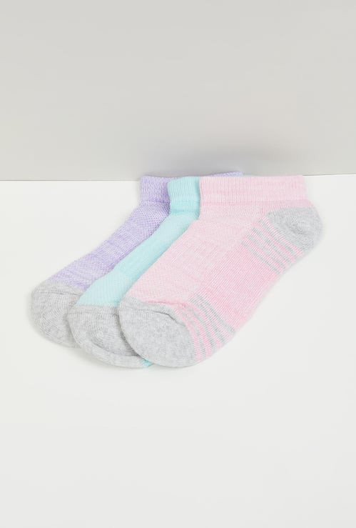 Girls Striped Ankle Length Socks - Pack of 3