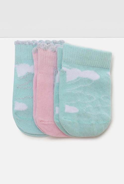 Girls Printed Ankle-Length Socks - Pack of 3