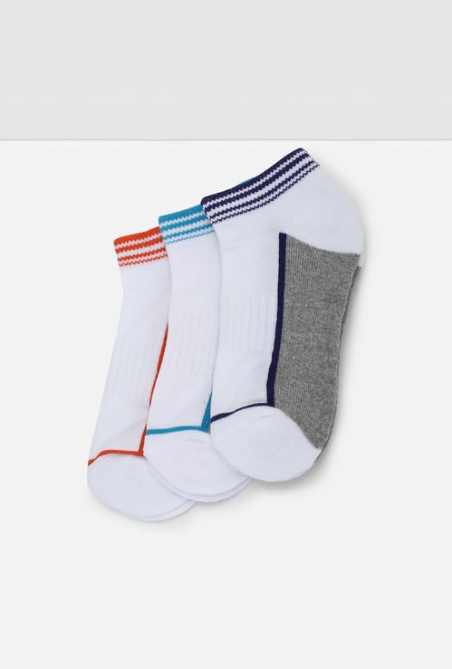 Boys Colourblock Ankle-Length Socks - Pack of 3