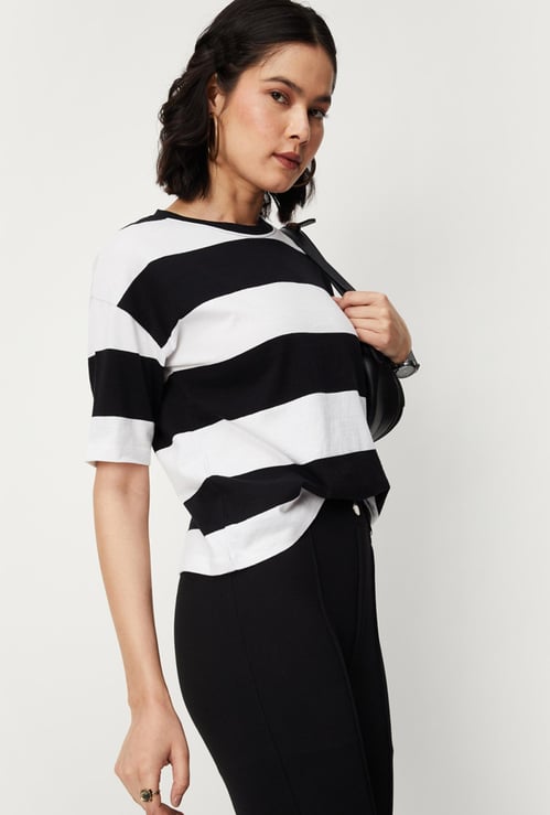 Women Striped Drop Shoulder T-shirt