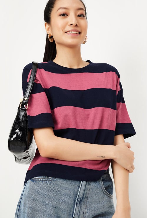Women Striped Drop Shoulder T-shirt