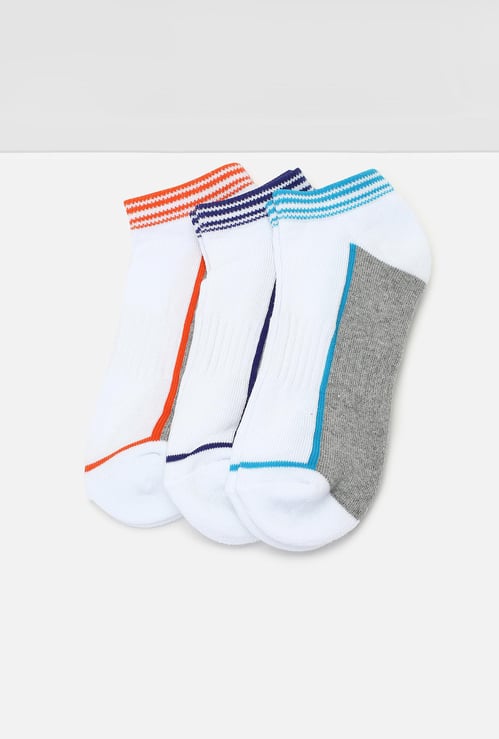 Boys Colourblock Ankle-Length Socks - Pack of 3