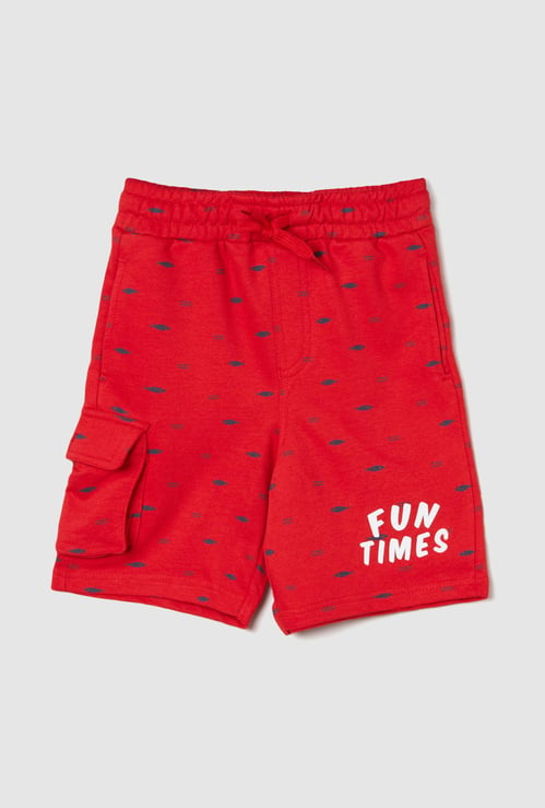 Boys Printed Shorts with Cargo Pocket