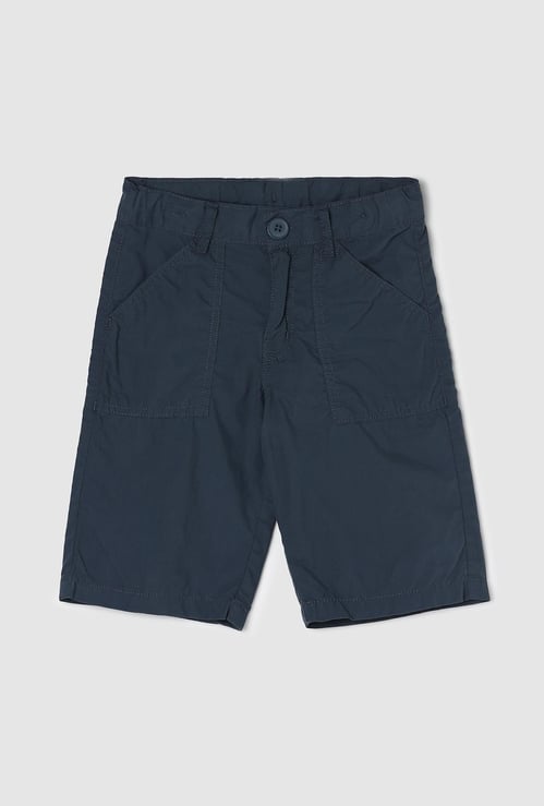 Boys Solid Woven Bermuda Shorts