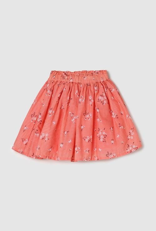 Girls All Over Printed Elasticated A-line Woven Skirt