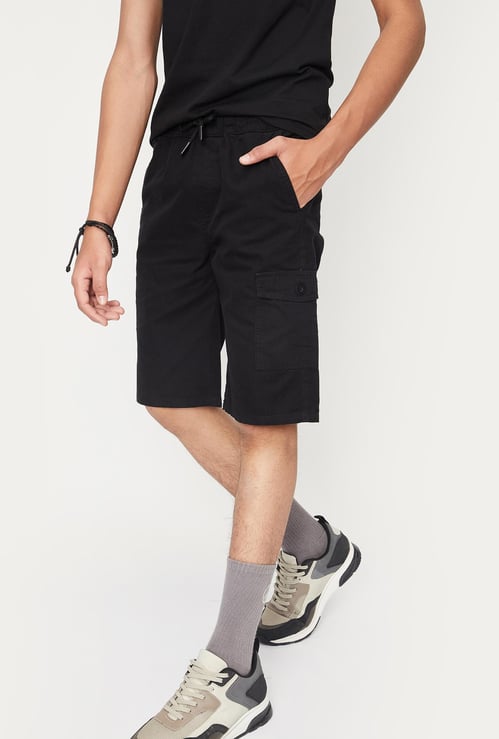 Boys Solid Woven Bermuda Shorts