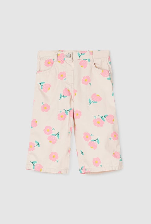 Girls Floral Print Flat Front Trousers