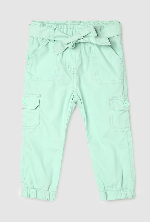 Girls Solid Cargo Joggers