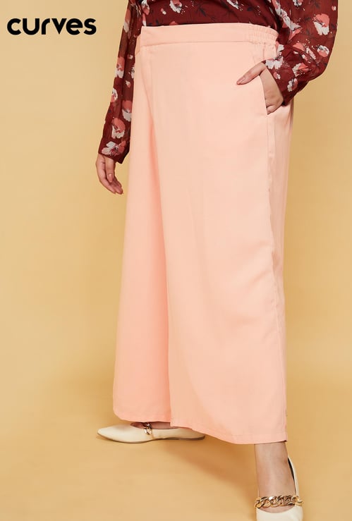 Women Solid Wide Leg Trousers