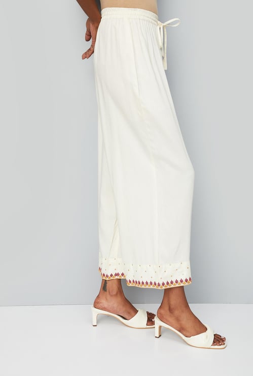 Women Embroidered Hem Palazzos