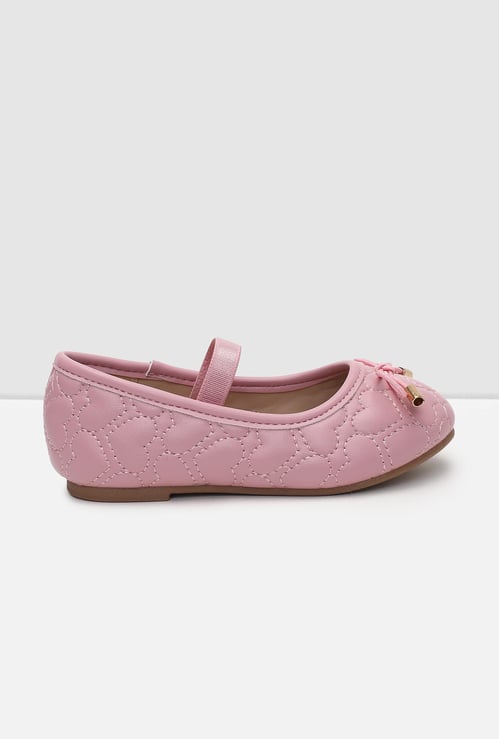 Girls Quilted Mid-Strap Ballerinas