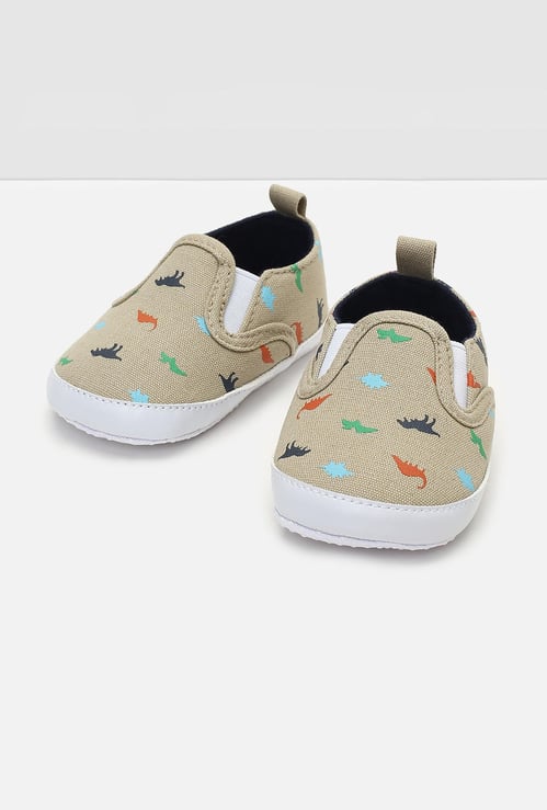 Boys Dinosaur Printed Canvas Booties